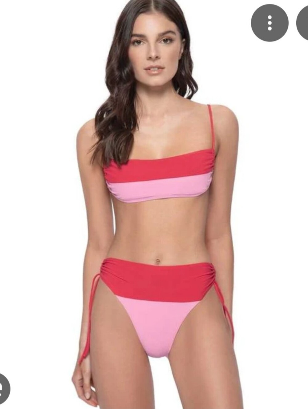 PQ Swim Pink & Red Bandeau Style Top